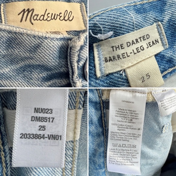 Madewell The Darted Barrel Leg Jean Size 25 Edmonson Wash Rigid NU023 - Picture 12 of 16